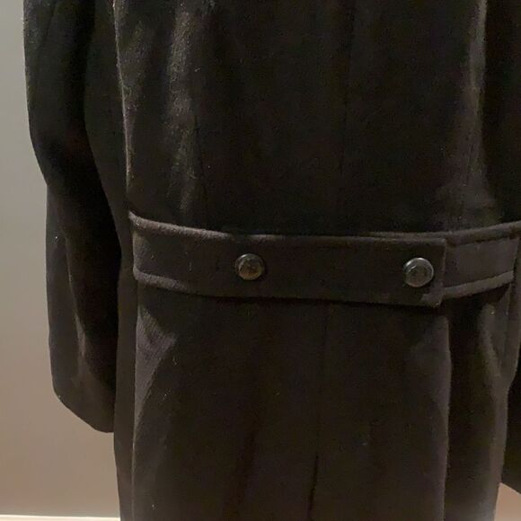 Talbots black wool blend detachable faux fur collar coat, size 14 - Picture 8 of 12